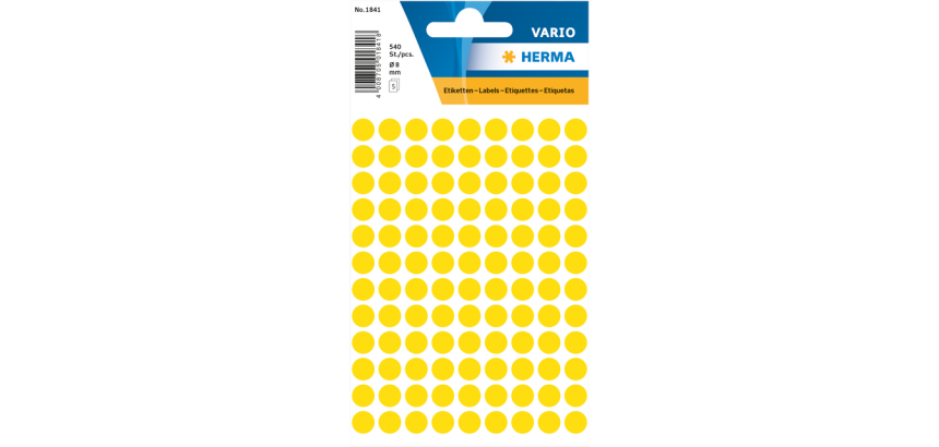 Etiquette HERMA 1841 rond 8mm jaune 540 pièces