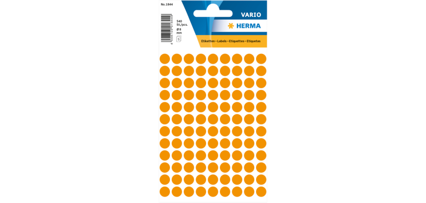 HERMA Label 1844 round 8mm fluorescent orange 540 pieces