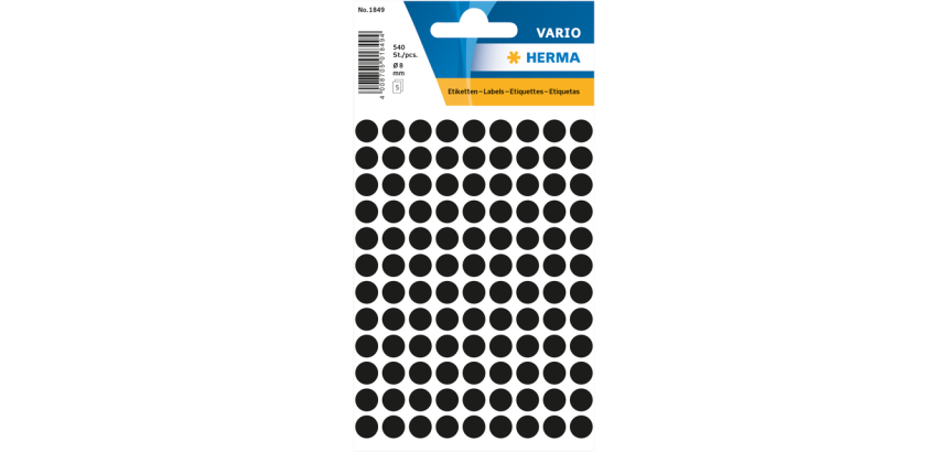 HERMA Label 1849 round 8mm black 540 pieces