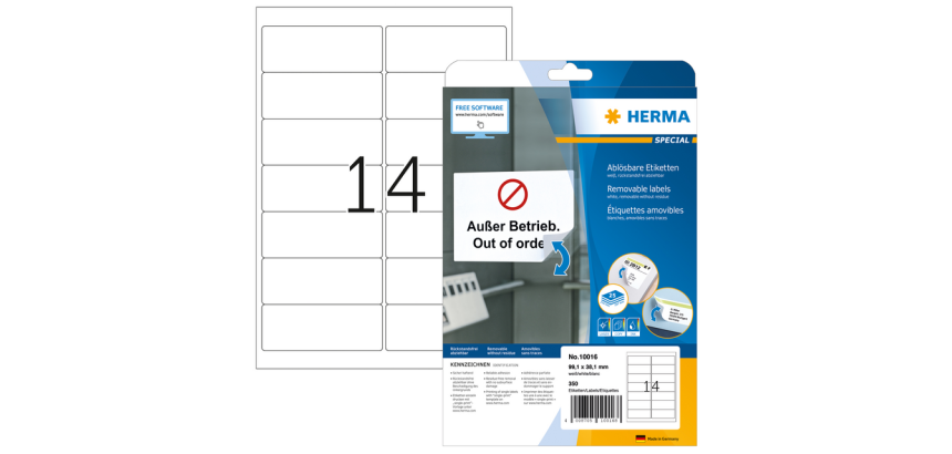 Etiquette amovible HERMA 10016 99,1x38,1mm blanc 350 pièces