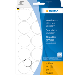 Etiket HERMA 2277 rond 32mm transparant 240stuks