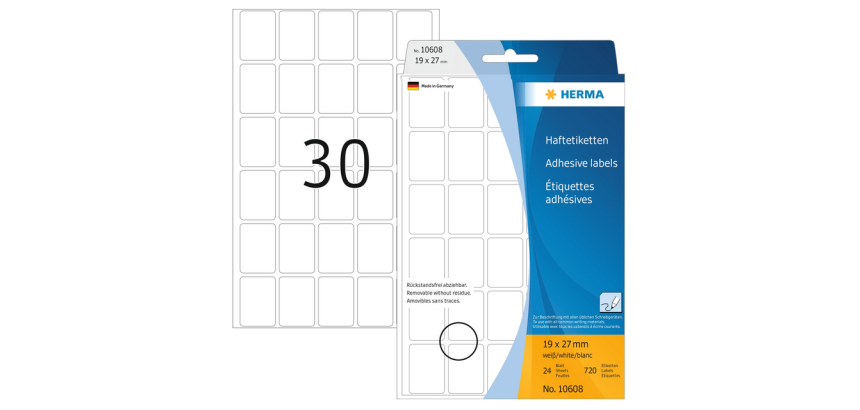 HERMA 10608 ablösbares Etikett 19x27mm weiß 720 Stück