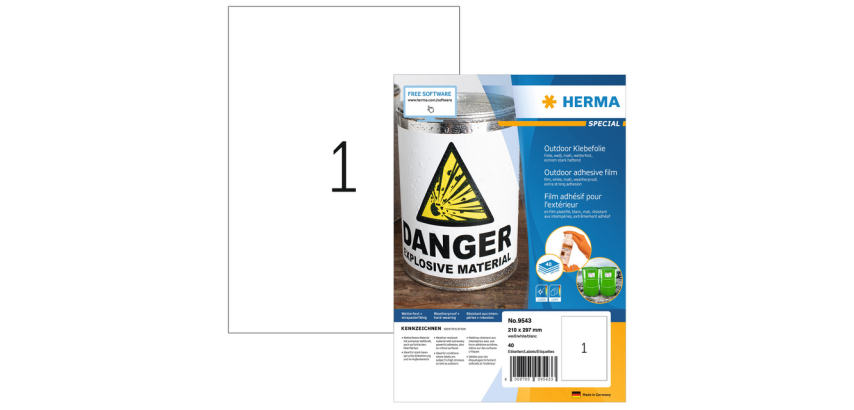 HERMA 9543 Außenklebefolie 210x297mm Polyester 40 Stück
