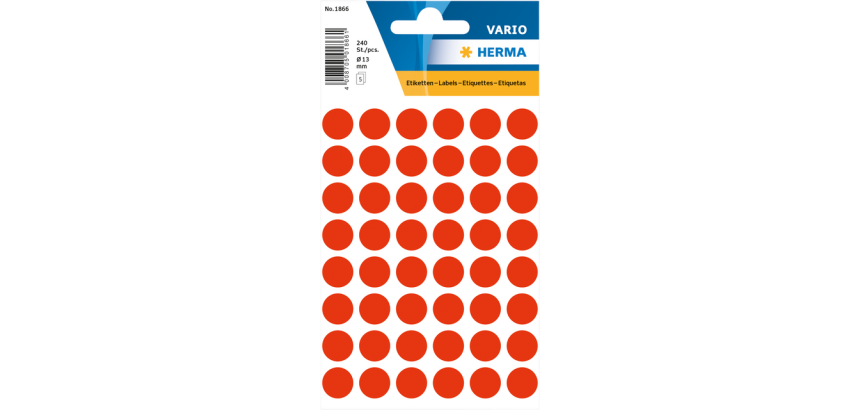 HERMA Label 1866 round 12mm neon red 240 pieces