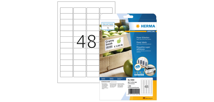 Etiket HERMA Power 10902 45.7x21.2mm wit 1200 stuks
