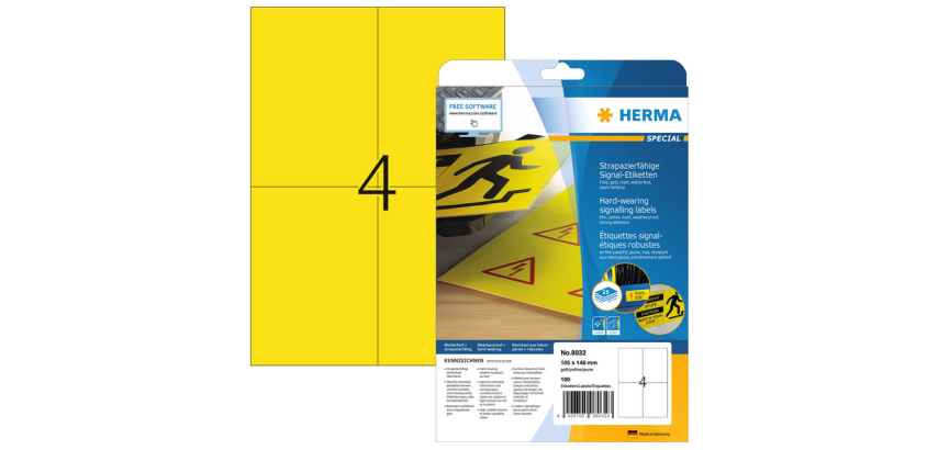 HERMA 8032 film label 105x148mm yellow 100 pieces