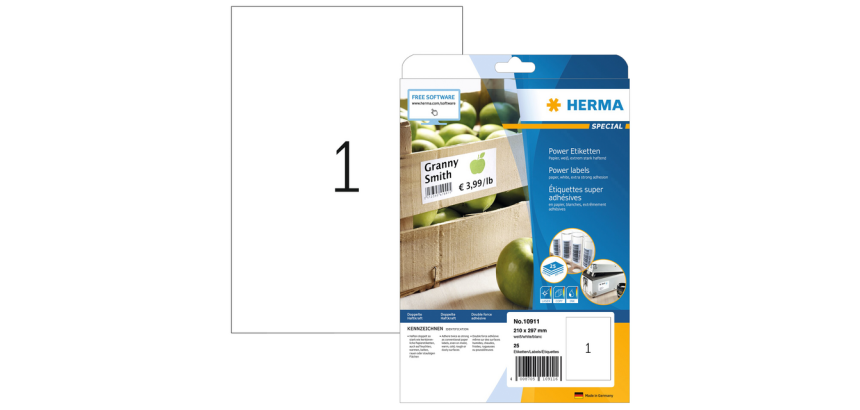 Etiket HERMA Power 10911 210x297mm wit 25 stuks
