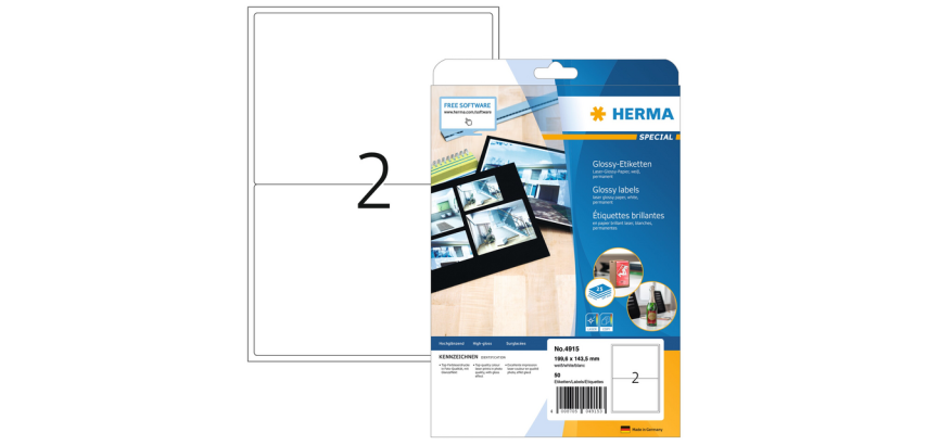 Etiket HERMA 4915 199.6x143.5mm glossy wit 50 stuks