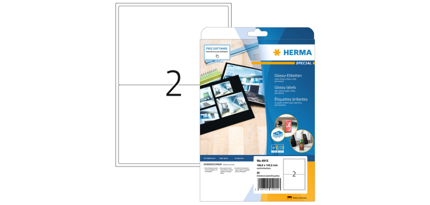 HERMA Labels 4915 199.6x143.5mm glossy white 50 pieces