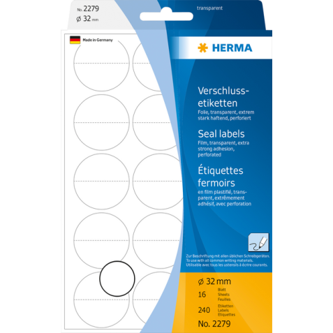 Etiquette HERMA 2279 32mm transparent 240 pièces