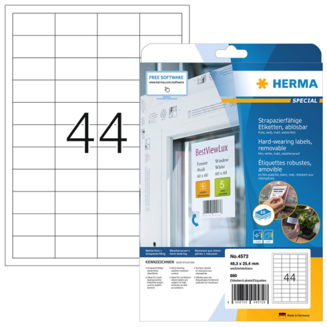 Etiket HERMA 4572 48.3x25.4mm folie wit 880st