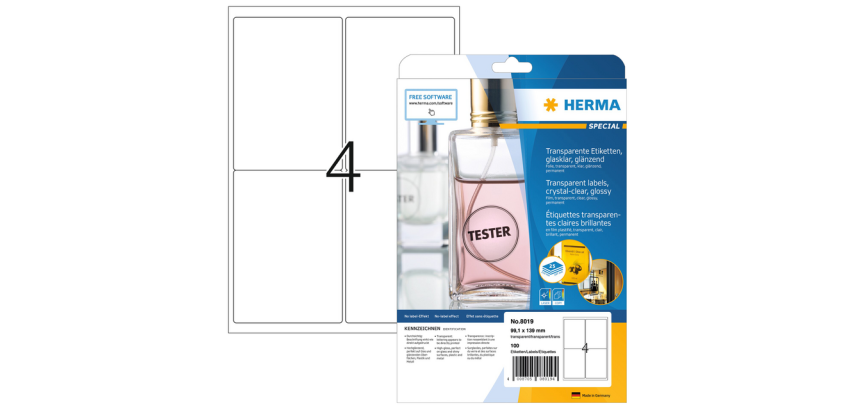 Etikett HERMA 8019 99,1x139mm transparent 100 Stück