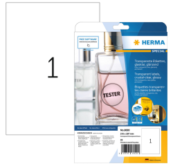 Etiket HERMA 8020 210x297mm transparant 25 etiketten