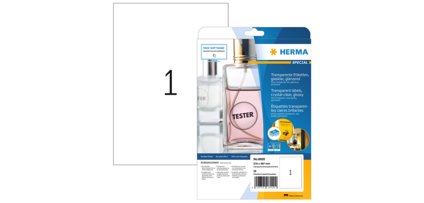 HERMA-Etiketten 8020 210x297mm transparent 25 Stück
