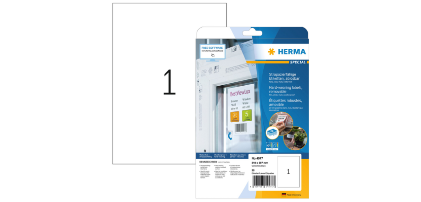 HERMA label 4577 210x297mm white film 20 pieces