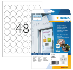 Etiket HERMA 4571 30mm rond folie wit 960 etiketten