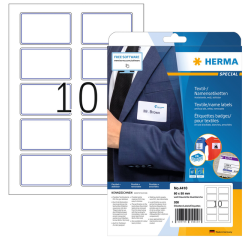 Etiquette badge HERMA 4410 80x50mm blanc bleu 200 pièces