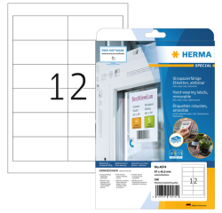 Etiket HERMA 4574 97X42.3mm folie wit 240 etiketten