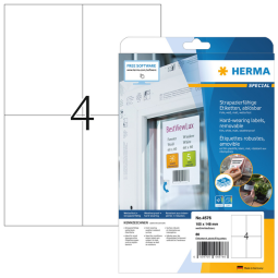 Etiket HERMA 4576 105x148mm folie wit 80stuks