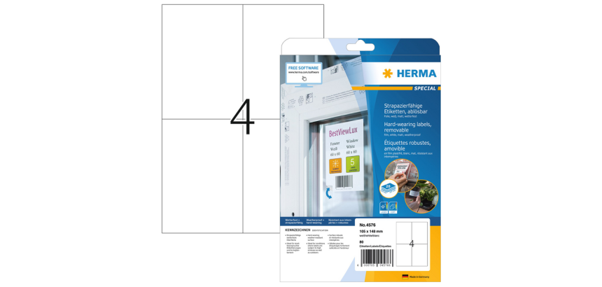 Etiquette HERMA 4576 105x148mm film blanc 80 pièces