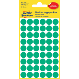 Etiket Avery Zweckform 3143 rond 12mm groen 270stuks