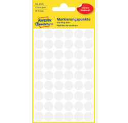 Etiket Avery Zweckform 3145 rond 12mm wit 270 etiketten