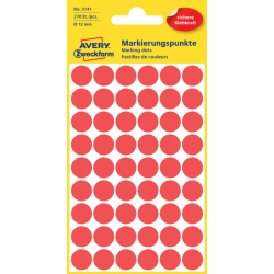 Etiquette Avery Zweckform 3141 rond 12mm rouge 270 pcs