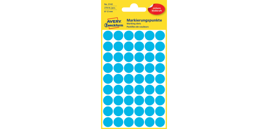 Avery Etiketten 3142 rund 12mm blau 270 Stk