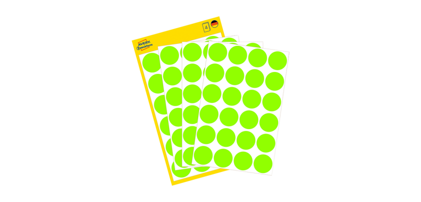 Etiket Avery 3174 rond 18mm lichtgroen 96 stuks