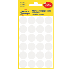 Etiket Avery Zweckform 3170 rond 18mm wit 96 etiketten