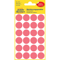 Etiquette Avery Zweckform 3172 rond 18mm rouge 96 pcs