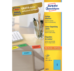 Etiket Avery Zweckform 3471 210x297mm A4 blauw 100stuks
