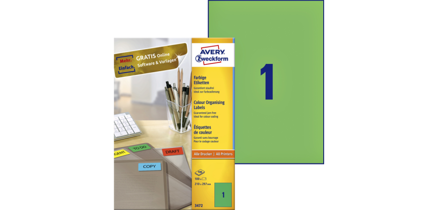 Etiquette Avery 3472 210x297mm A4 vert 100 pièces