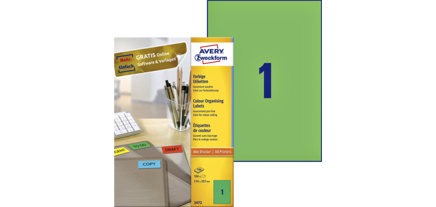 Etiquette Avery 3472 210x297mm A4 vert 100 pièces