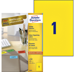 Etiket Avery Zweckform 3473 210x297mm A4 geel 100stuks