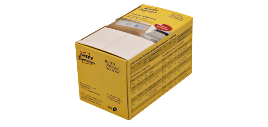 Etiquette affranchissement Avery 3434 128x38mm 1000 pcs