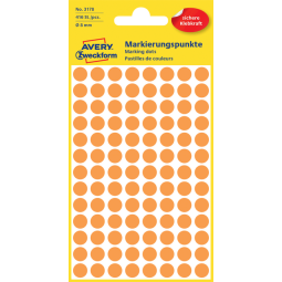 Etiquette Avery Zweckform 3178 rond 8mm orange 416 pcs