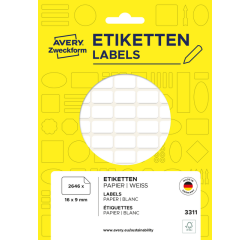 Etiket Avery Zweckform 3311 16x9mm wit 2646stuks