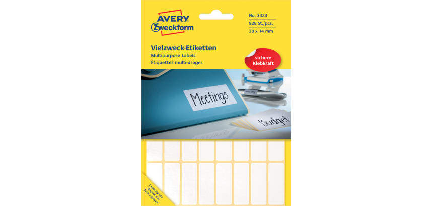 Etiket Avery Zweckform 3323 38x14mm wit 928stuk