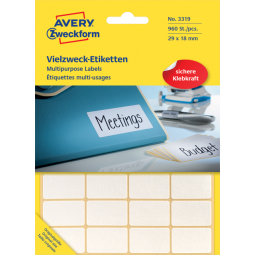 Etiket Avery Zweckform 3319 29x18mm wit 960stuks