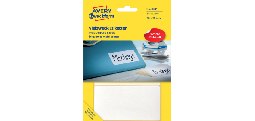 Avery Zweckform Etiketten 3331 98x51mm weiß 84 Stück