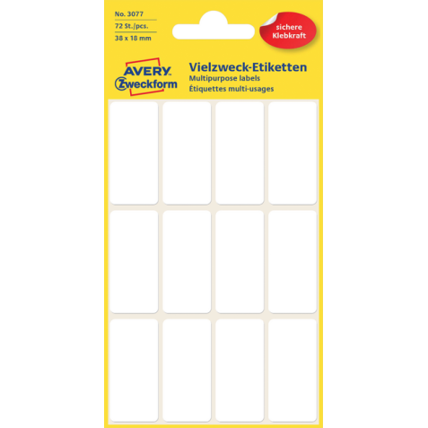 Etiket Avery Zweckform 3077 38x18mm wit 72stuks