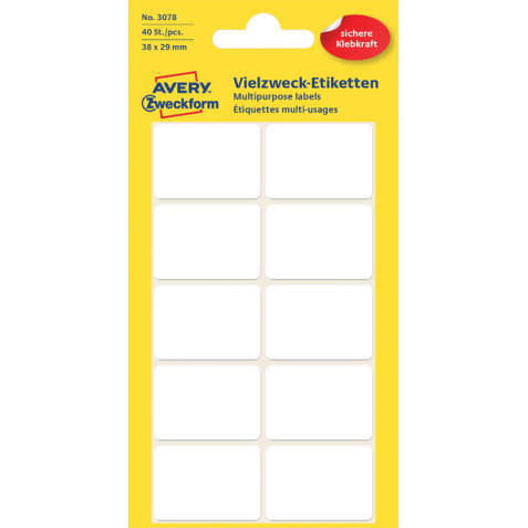 Etiquette Avery Zweckform 3078 38x29mm blanc 40 pièces