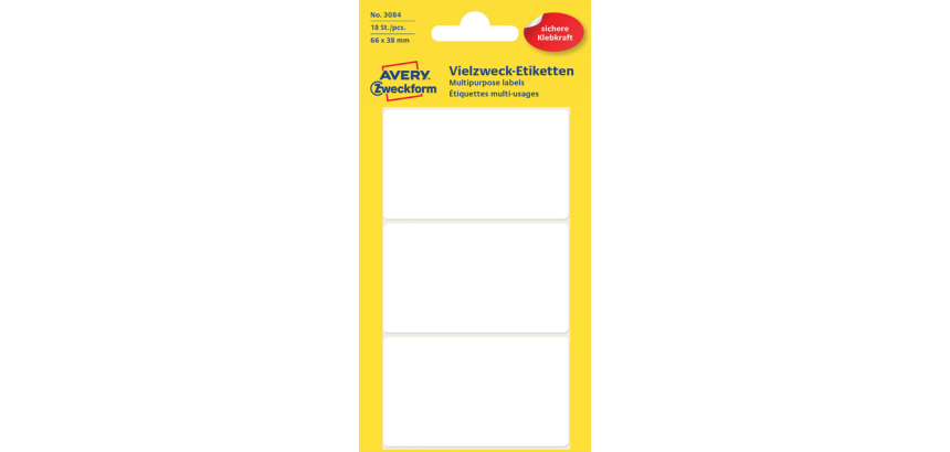 Multi-purpose label 66 x 38 mm white - Pack of 18