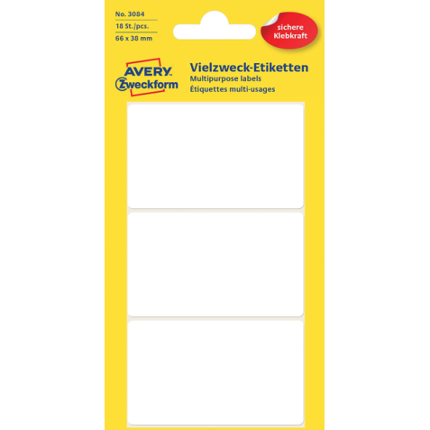 Multi-purpose label 66 x 38 mm white - Pack of 18