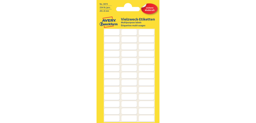 Etiquette Avery 3073 20x8mm blanc 234 pièces