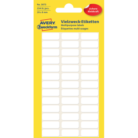 Multi-purpose label 20 x 8 mm white - Pack of 234