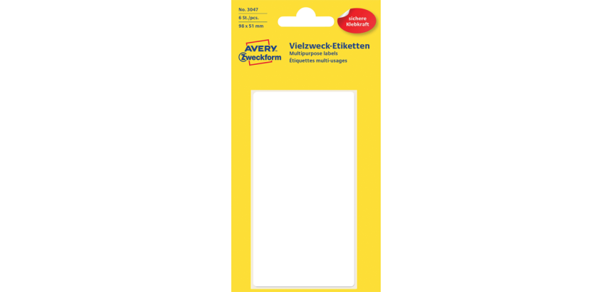 Etiquette Avery 3047 98x51mm blanc 6 pièces