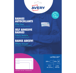 Badge adhésif Avery L4785-20 80x50mm  200 pièces