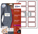 Avery Adhesive Badge L4786-20 80x50mm red frame 200 pieces